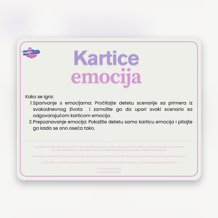 Kartice emocija za decu